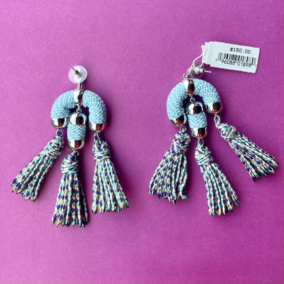 NWT Kendra Scott Tassel Chandelier Earrings Pale Blue Mix - Picture 9 of 15